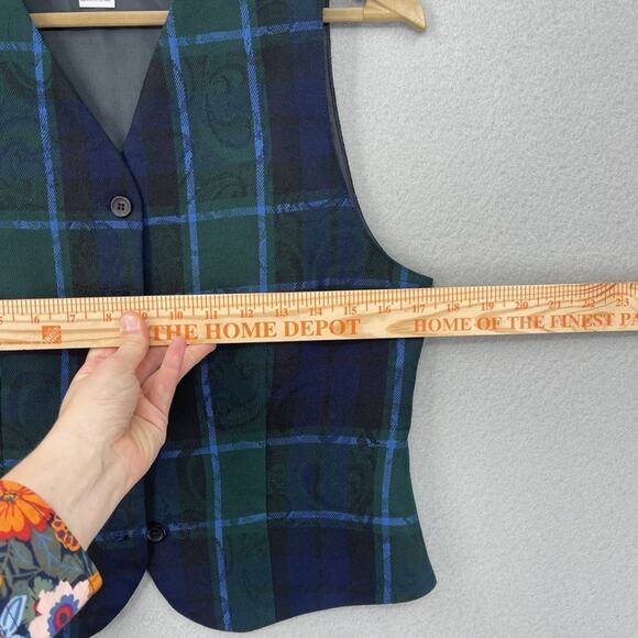 Pendleton Vest Skirt Set Womens 6 Green Blue Plaid Wool Petite Pleated Made USA - Picture 4 of 16